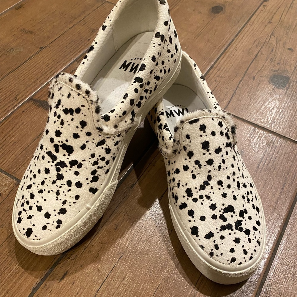 NWOT Madewell Sidewalk slip on Sneakers in Spatter-Painted Calf Hair